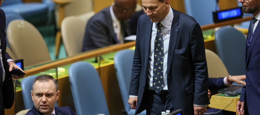 Radosław Sikorski i Karol Nawrocki podczas  Sesji Zgromadzenia Ogólnego ONZ