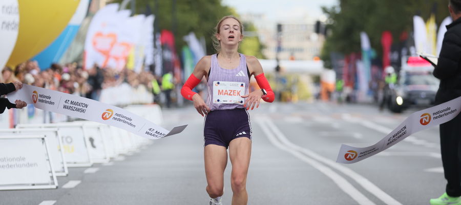 Emilia Mazek na mecie 47. Maratonu Warszawskiego